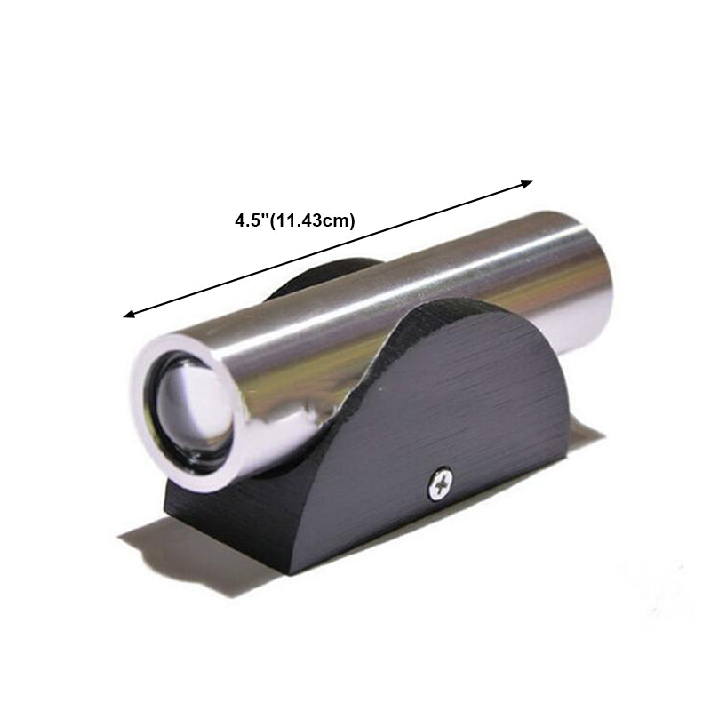 2 Lights Cylinder Wall Mounted Lamps Modern Style Metal Wall Sconces in Silver