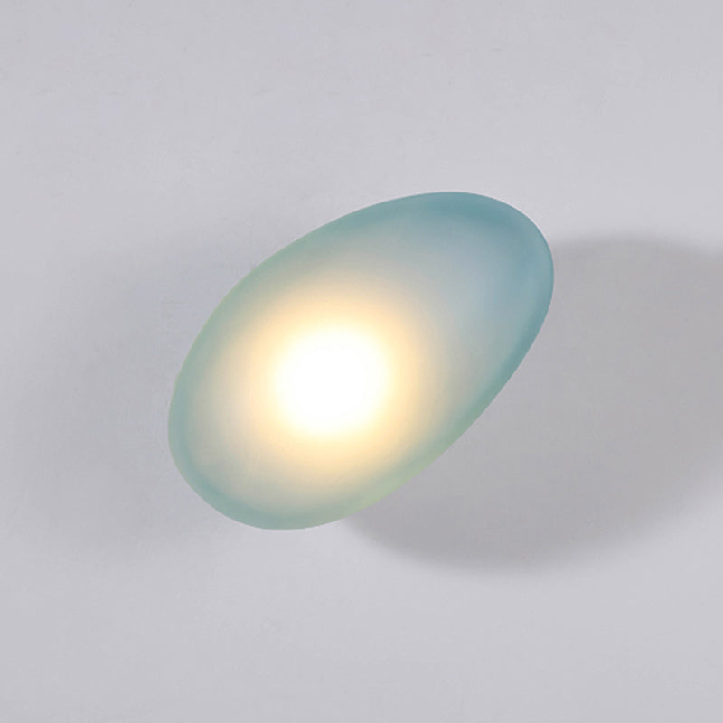 Nordic Style Iron Wall Light Cobblestone Shape Wall Lamp with Glass Shade for Bedroom
