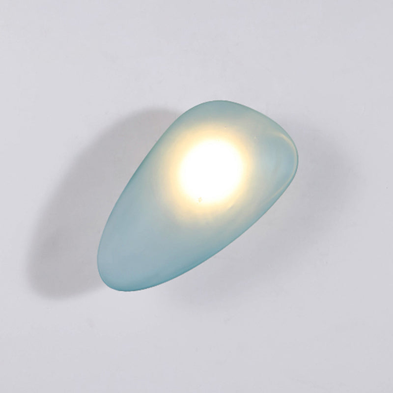 Nordic Style Iron Wall Light Cobblestone Shape Wall Lamp with Glass Shade for Bedroom