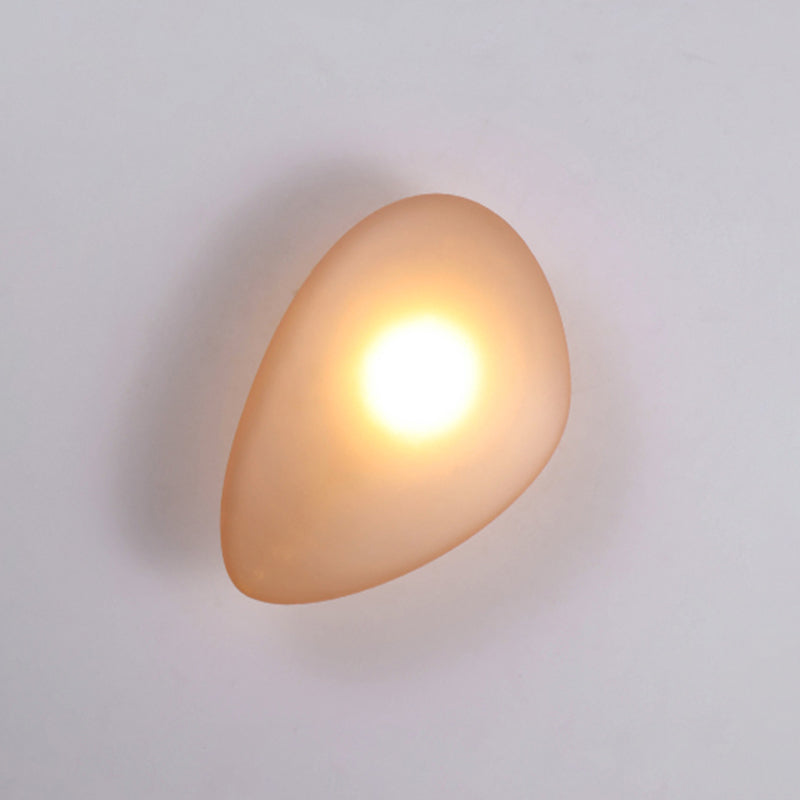 Nordic Style Iron Wall Light Cobblestone Shape Wall Lamp with Glass Shade for Bedroom