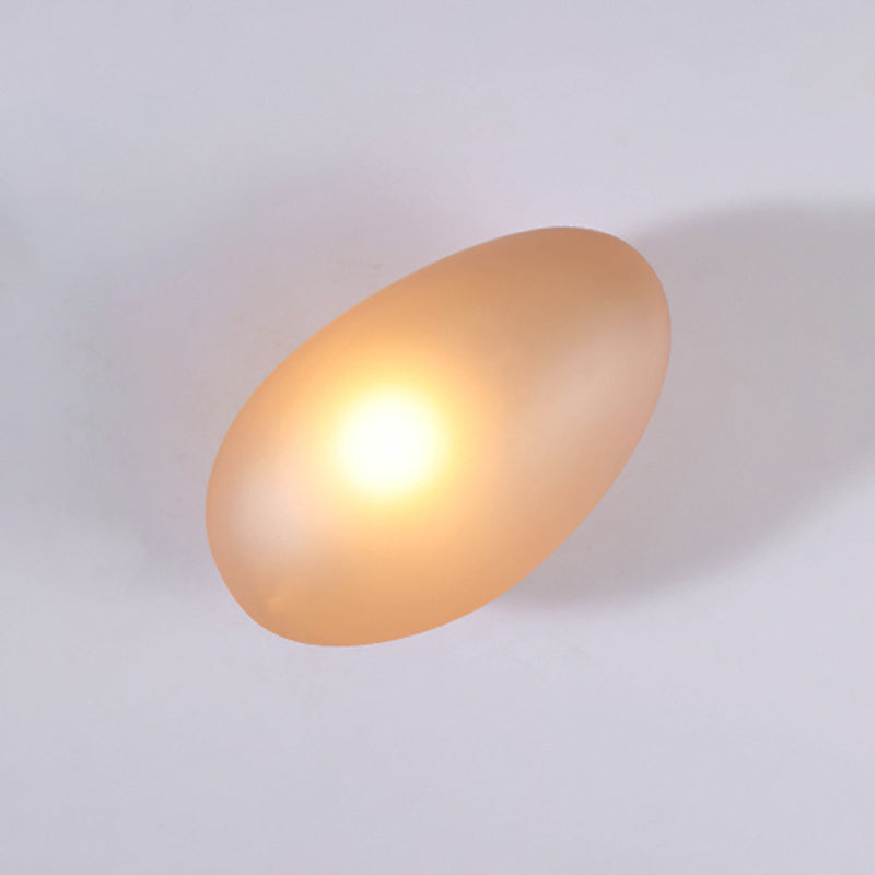Nordic Style Iron Wall Light Cobblestone Shape Wall Lamp with Glass Shade for Bedroom