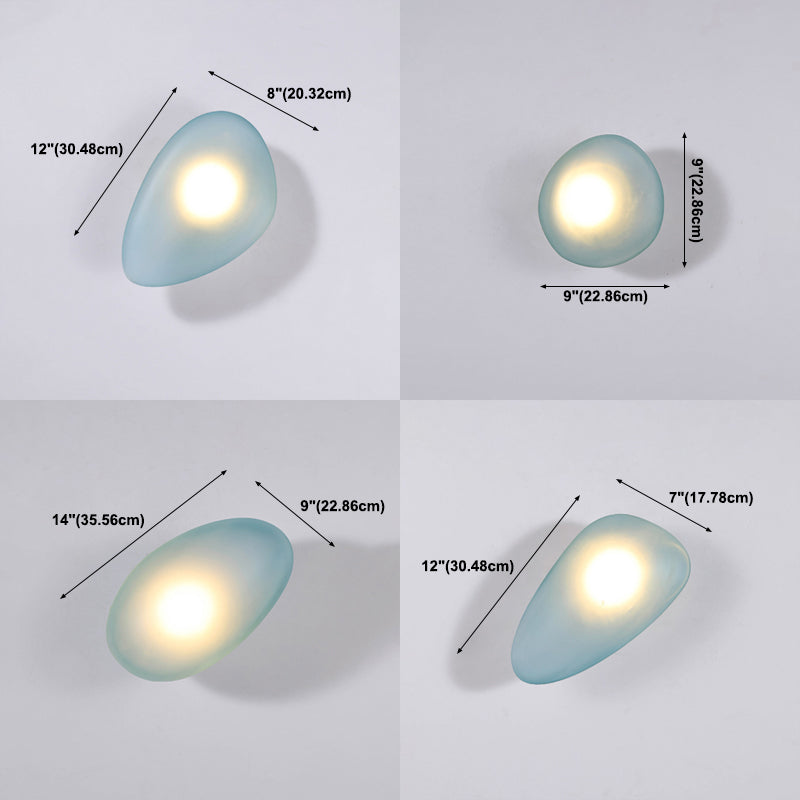 Nordic Style Iron Wall Light Cobblestone Shape Wall Lamp with Glass Shade for Bedroom