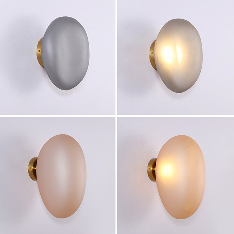 Nordic Style Iron Wall Light Cobblestone Shape Wall Lamp with Glass Shade for Bedroom