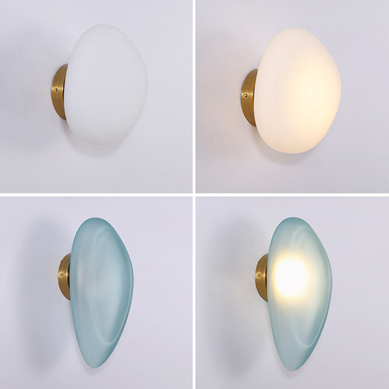 Nordic Style Iron Wall Light Cobblestone Shape Wall Lamp with Glass Shade for Bedroom