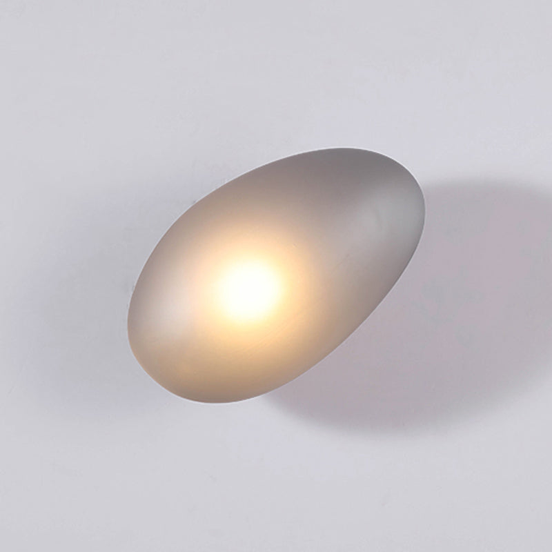 Nordic Style Iron Wall Light Cobblestone Shape Wall Lamp with Glass Shade for Bedroom