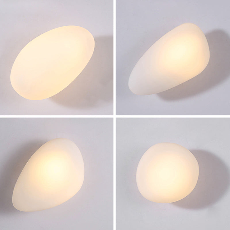 Nordic Style Iron Wall Light Cobblestone Shape Wall Lamp with Glass Shade for Bedroom