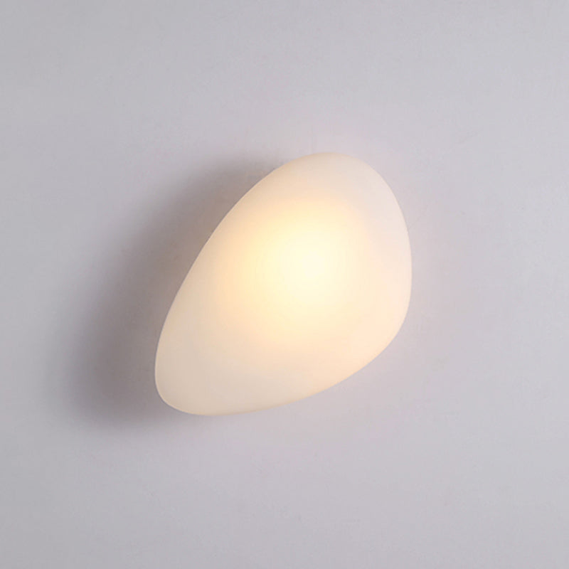 Nordic Style Iron Wall Light Cobblestone Shape Wall Lamp with Glass Shade for Bedroom