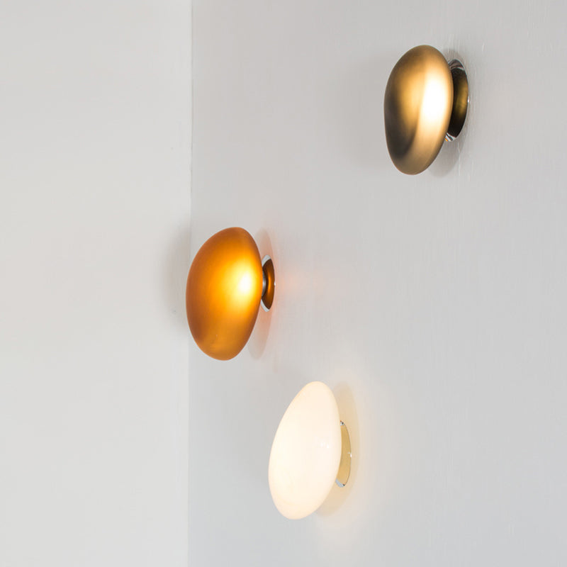 Nordic Style Iron Wall Light Cobblestone Shape Wall Lamp with Glass Shade for Bedroom