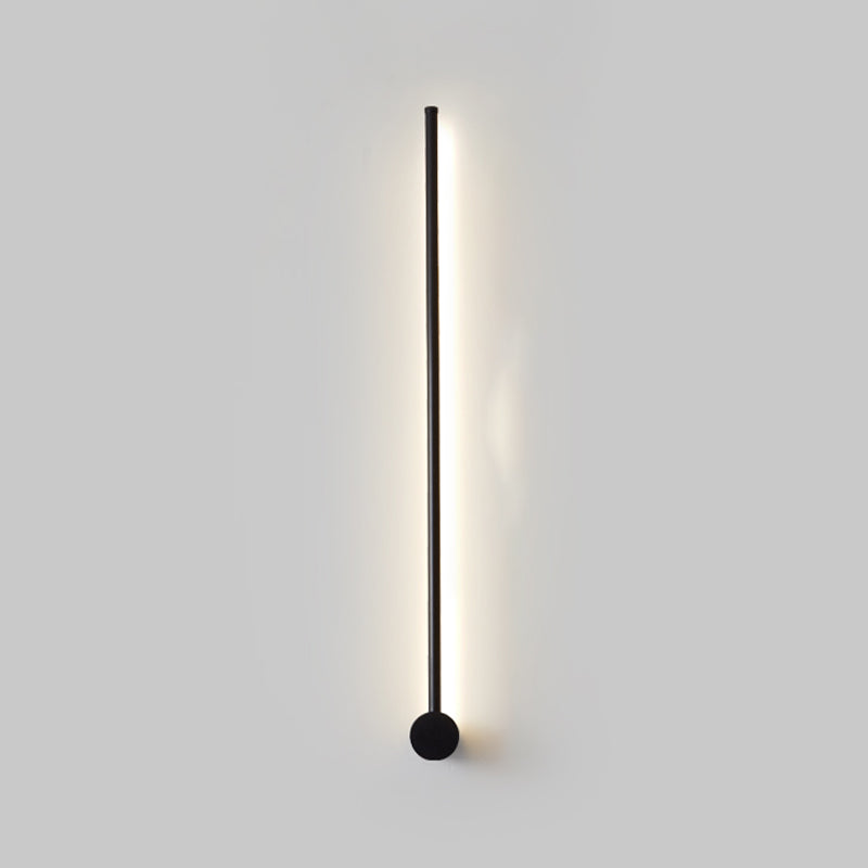 Minimalist Metal Wall Light Straight LED Wall Sconce in Black for Bedroom