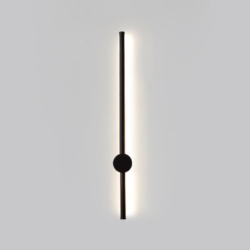Minimalist Metal Wall Light Straight LED Wall Sconce in Black for Bedroom