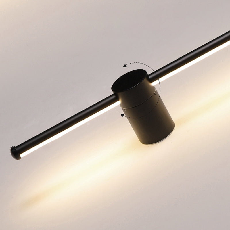 Minimalist Metal Wall Light Straight LED Wall Sconce in Black for Bedroom