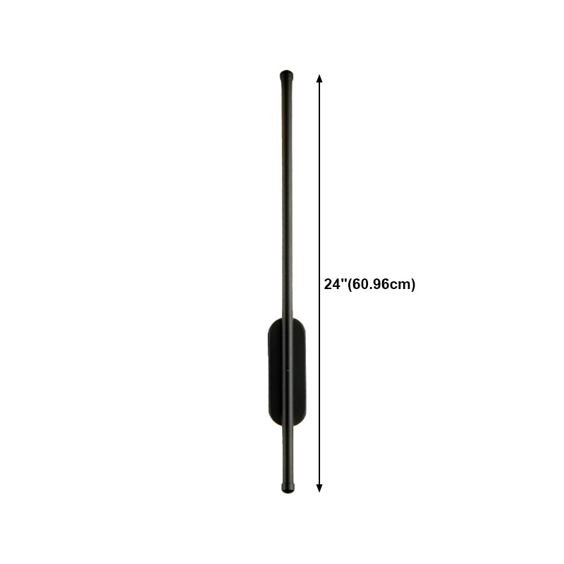 Minimalist Metal Wall Light Straight LED Wall Sconce in Black for Bedroom