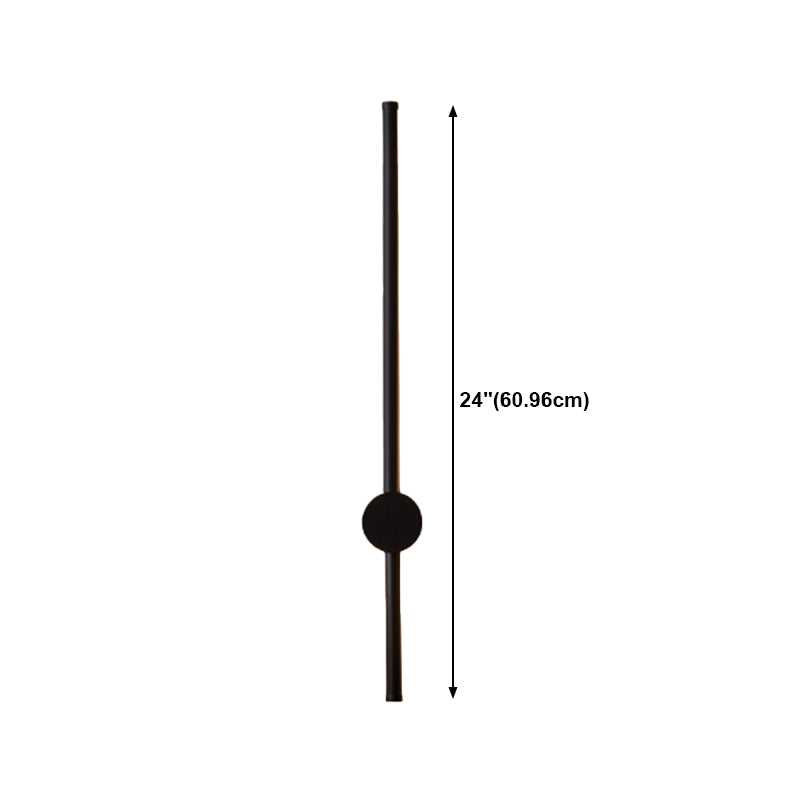 Minimalist Metal Wall Light Straight LED Wall Sconce in Black for Bedroom