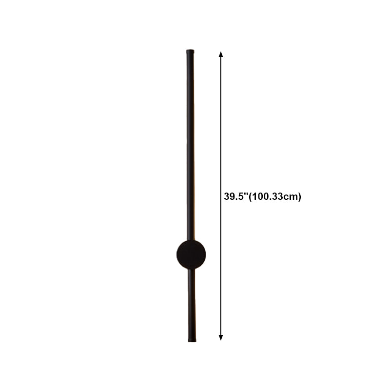 Minimalist Metal Wall Light Straight LED Wall Sconce in Black for Bedroom