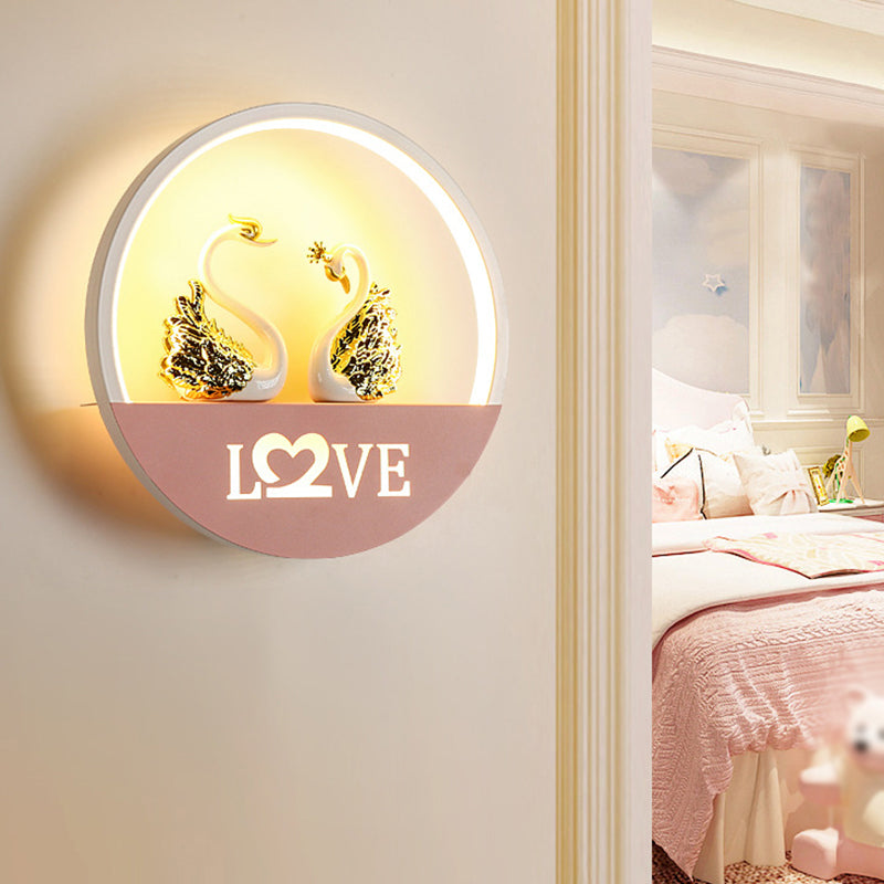 Modern Style Circle Shape Wall Sconce Metal 1 Light Wall Light for Bedroom
