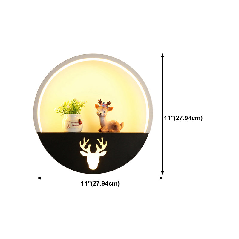 Modern Style Circle Shape Wall Sconce Metal 1 Light Wall Light for Bedroom