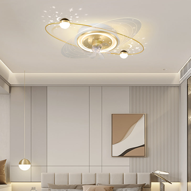 Modern Style Geometry Ceiling Fan Lamps Metal 3 Light Ceiling Fan Lighting for Bedroom