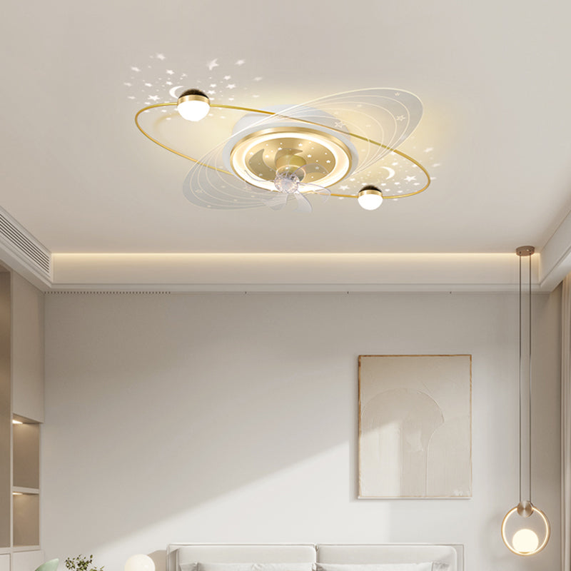 Modern Style Geometry Ceiling Fan Lamps Metal 3 Light Ceiling Fan Lighting for Bedroom