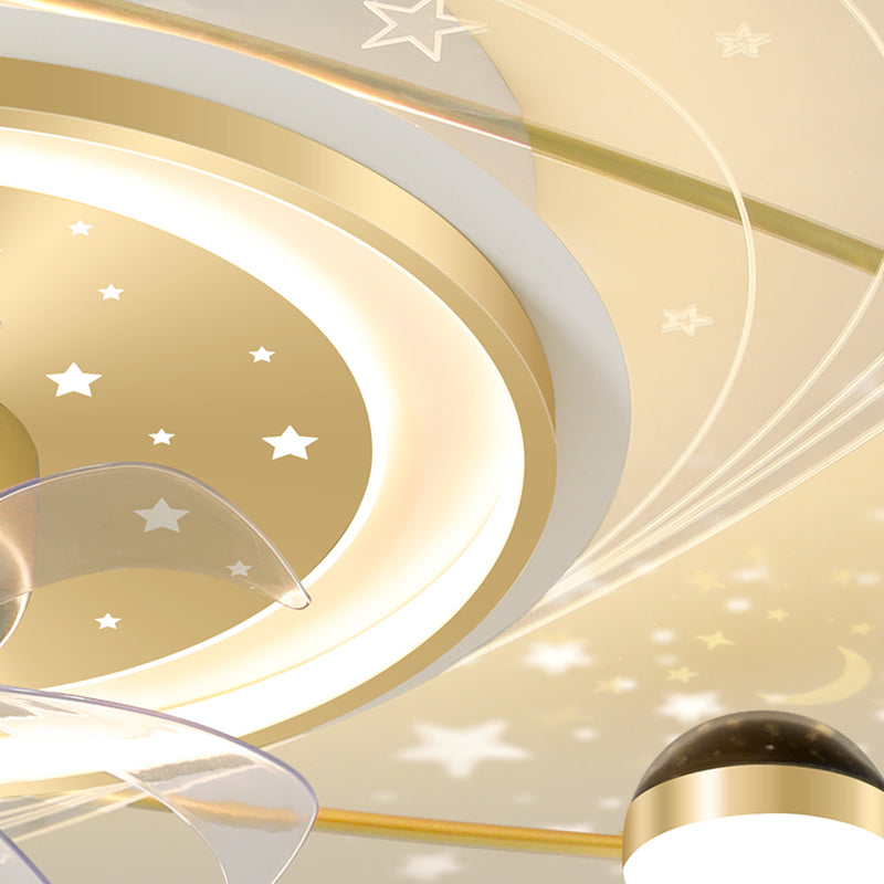 Modern Style Geometry Ceiling Fan Lamps Metal 3 Light Ceiling Fan Lighting for Bedroom