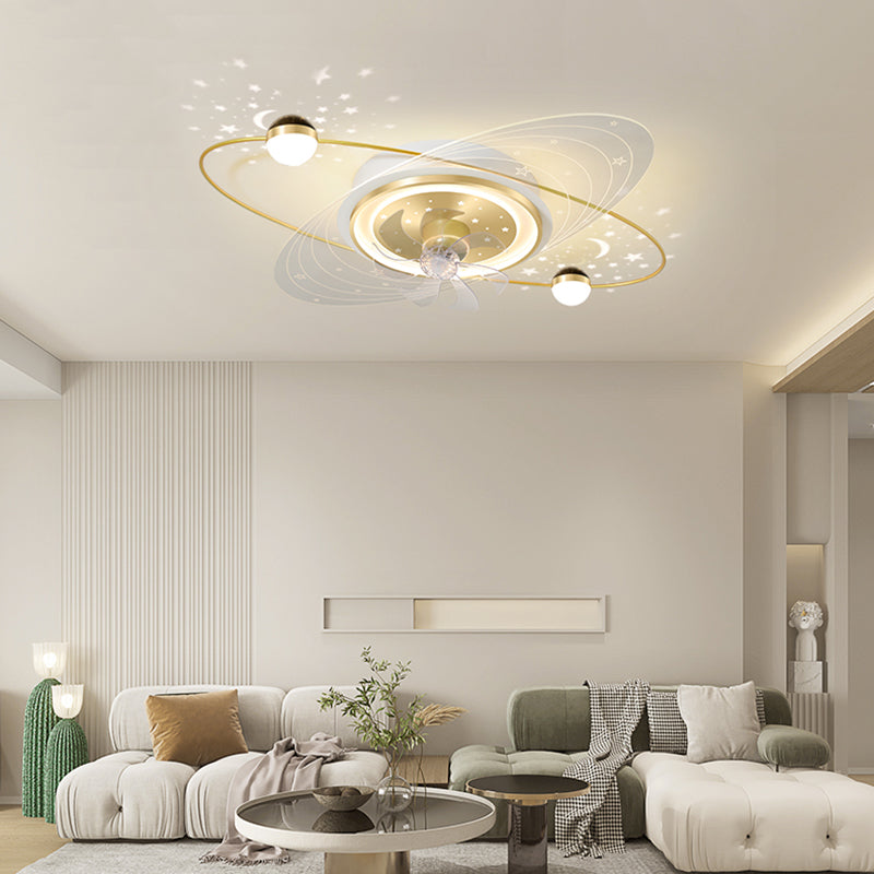 Modern Style Geometry Ceiling Fan Lamps Metal 3 Light Ceiling Fan Lighting for Bedroom