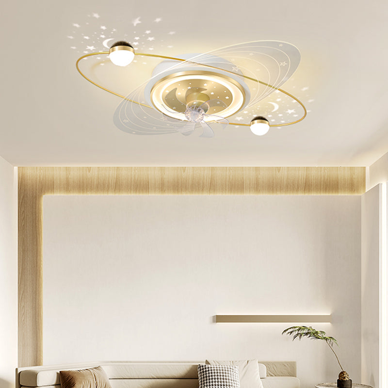 Modern Style Geometry Ceiling Fan Lamps Metal 3 Light Ceiling Fan Lighting for Bedroom