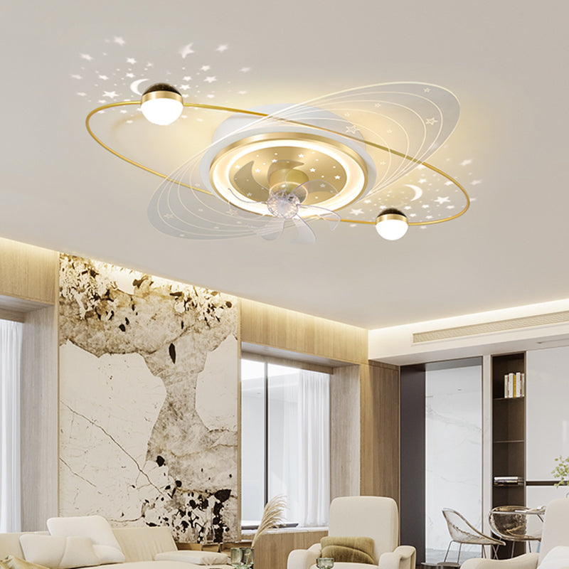 Modern Style Geometry Ceiling Fan Lamps Metal 3 Light Ceiling Fan Lighting for Bedroom