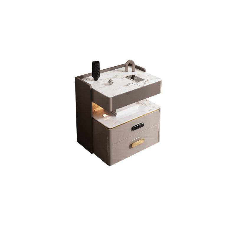 3-Drawer Nightstand with USB charging 21.65" Tall Faux Leather Nightstand