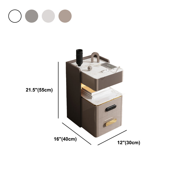 3-Drawer Nightstand with USB charging 21.65" Tall Faux Leather Nightstand