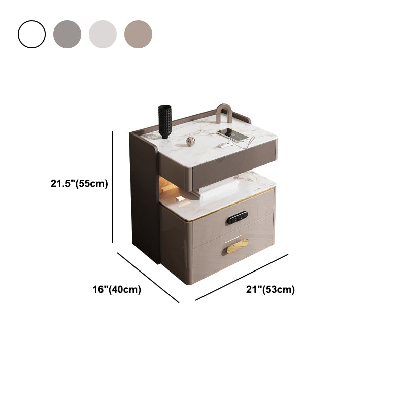 3-Drawer Nightstand with USB charging 21.65" Tall Faux Leather Nightstand