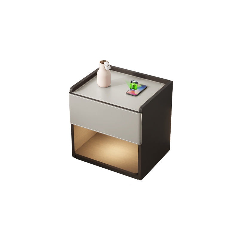 20" Tall 1 - Drawer Nightstand Modern Faux Leather Nightstand