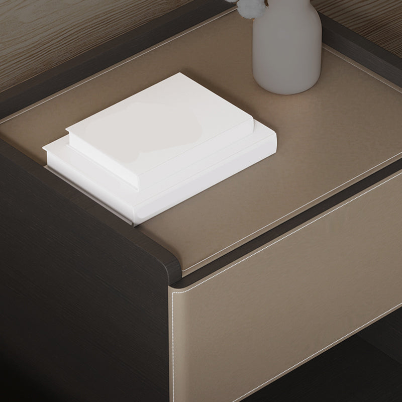 20" Tall 1 - Drawer Nightstand Modern Faux Leather Nightstand