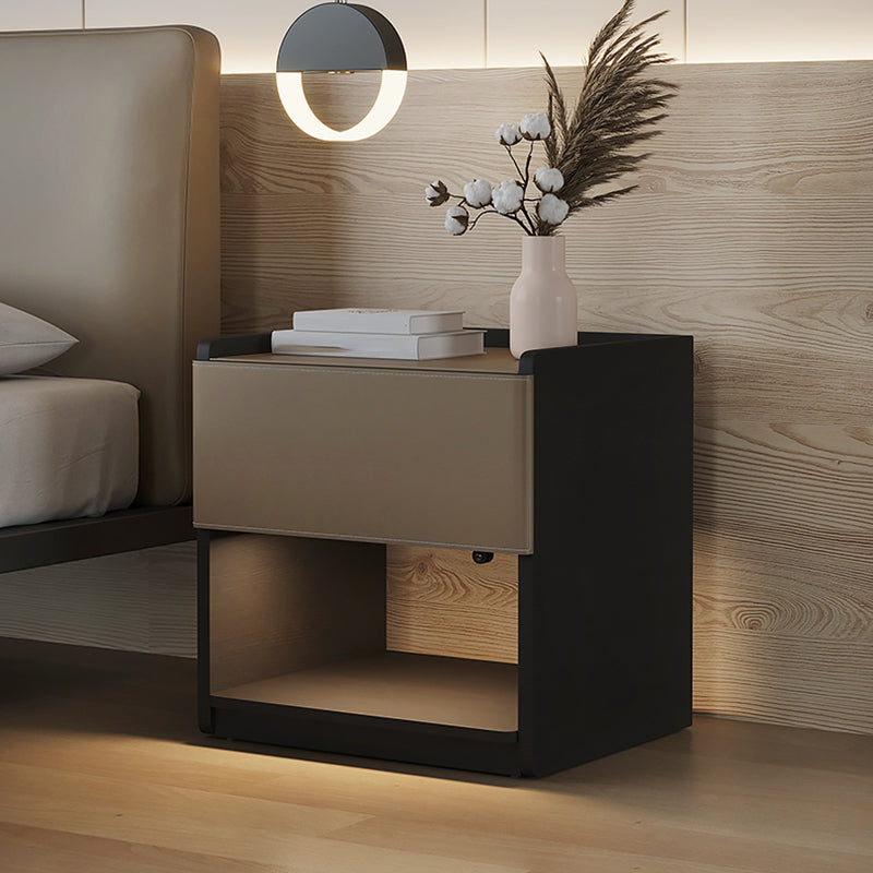 20" Tall 1 - Drawer Nightstand Modern Faux Leather Nightstand