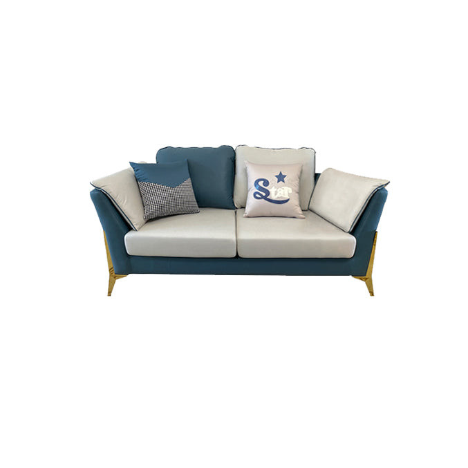 Faux Leather Modern Standard Flared Arm Stain Resistant Settee Couch