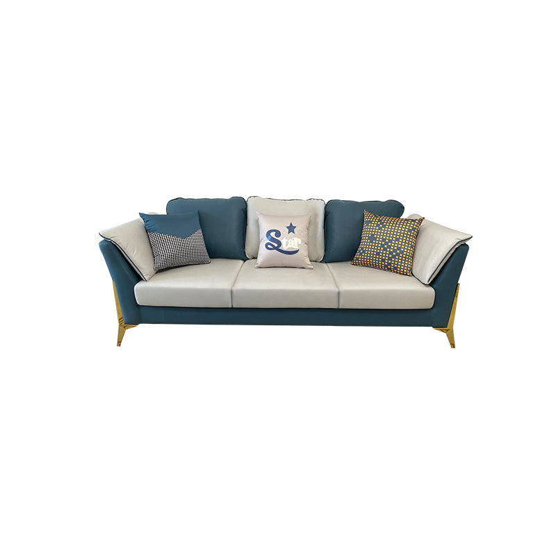 Faux Leather Modern Standard Flared Arm Stain Resistant Settee Couch