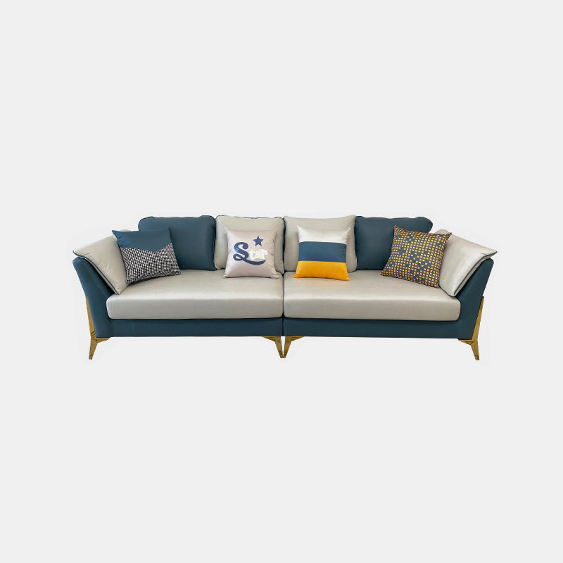 Faux Leather Modern Standard Flared Arm Stain Resistant Settee Couch