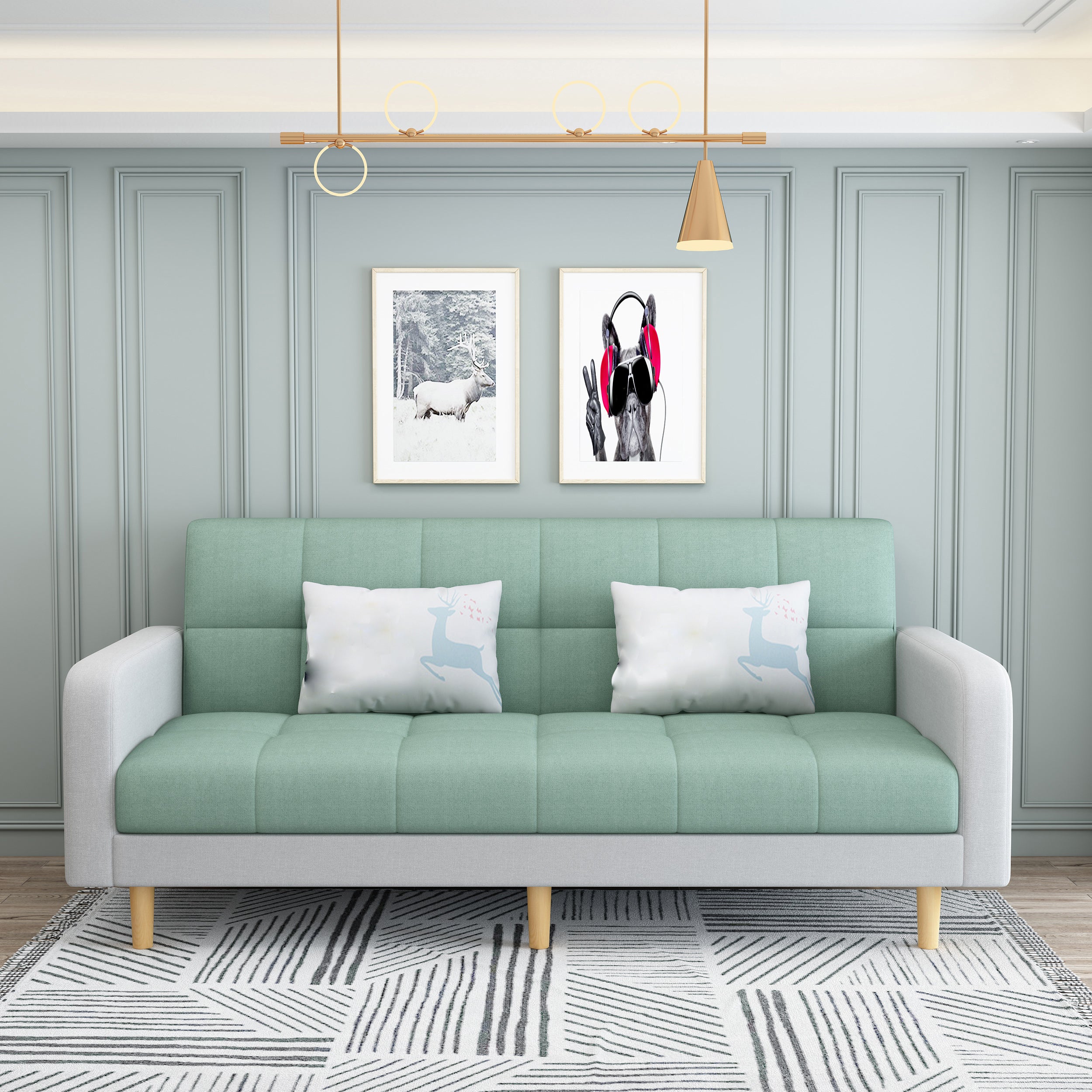 Contemporary Biscuit Back Convertible Square Arm Stationary Sofa
