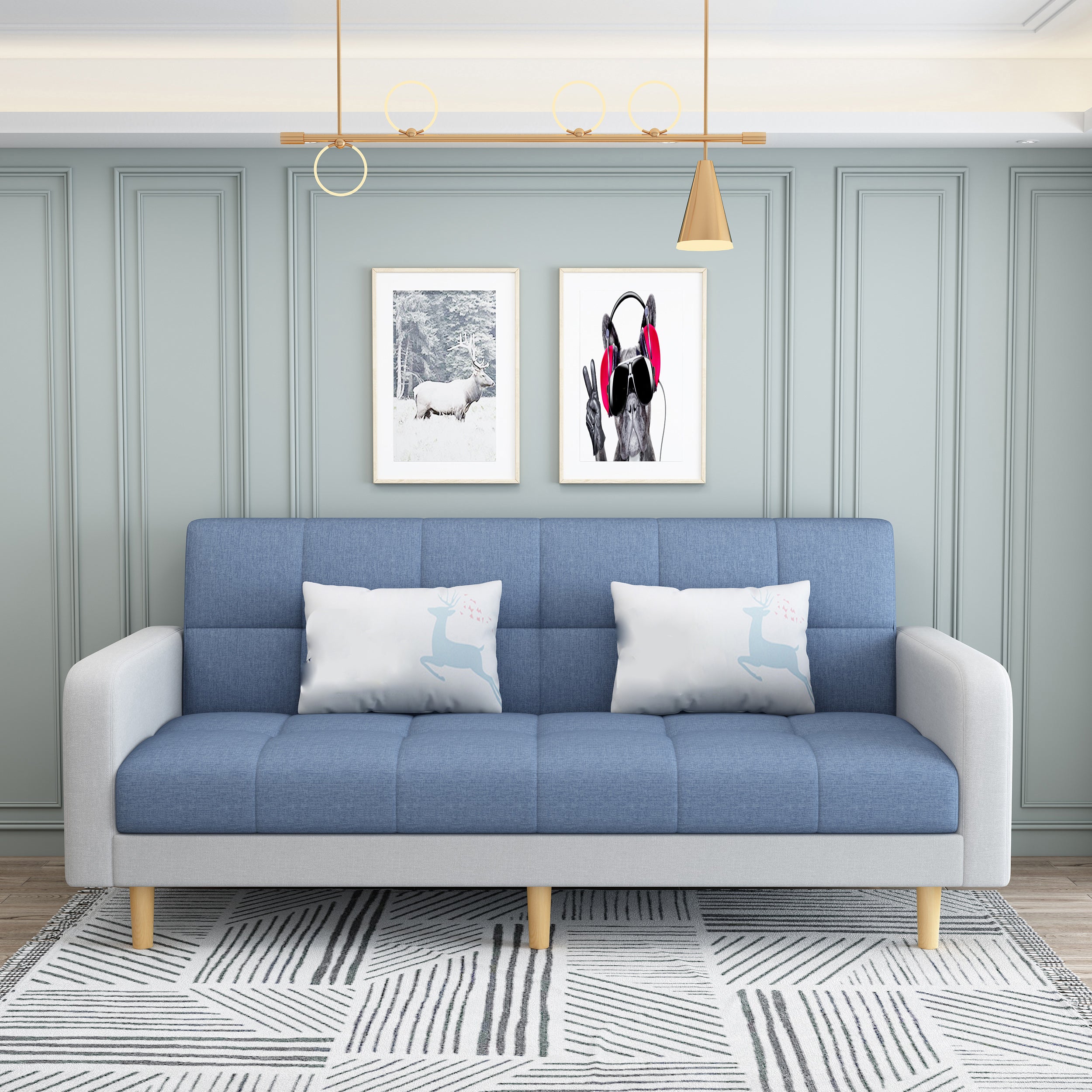 Contemporary Biscuit Back Convertible Square Arm Stationary Sofa