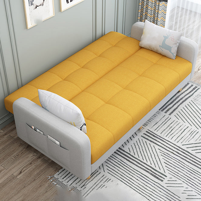 Contemporary Biscuit Back Convertible Square Arm Stationary Sofa