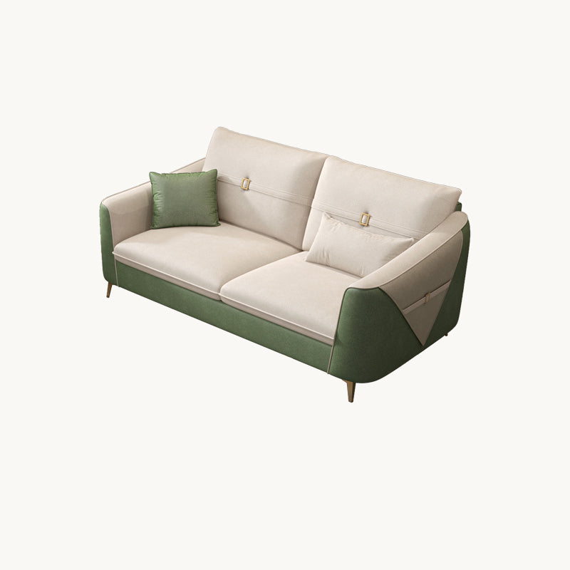 Modern Standard Square Arm Faux Leather Stain Resistant Sofa Couch