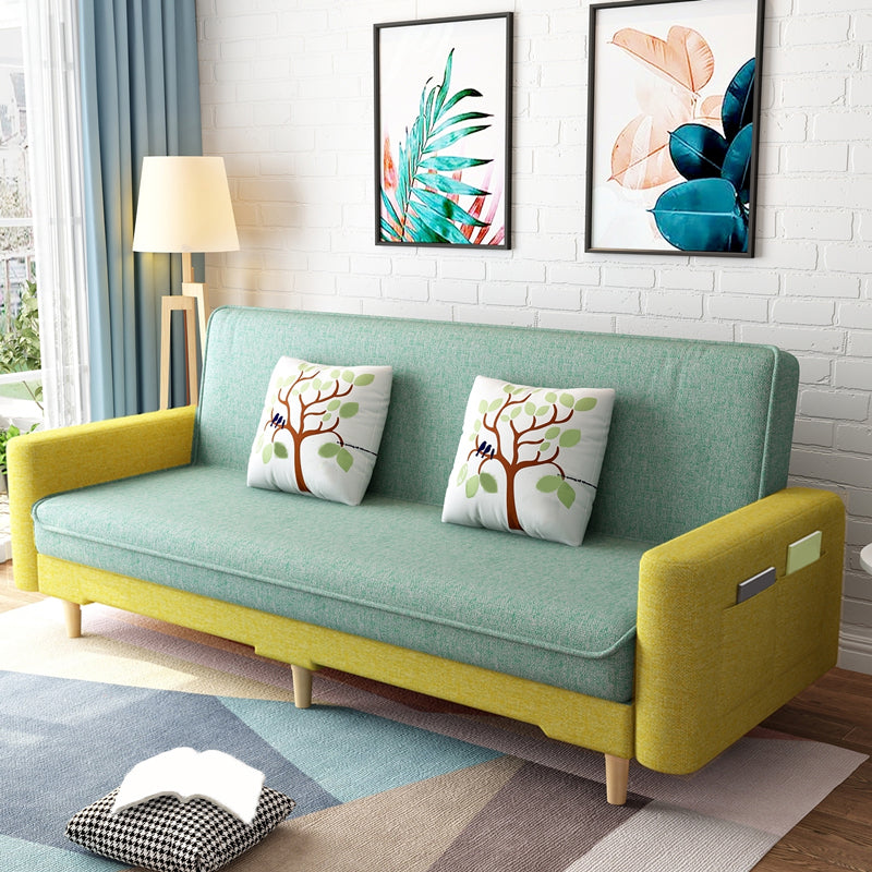 Living Room Contemporary Sleeper Square Arm 3-seater Linen Sofa