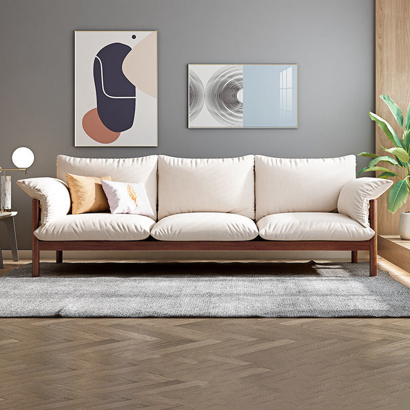 Wool 3-seater Sofa with Pillow Back Cushions and Pillow Top Arm