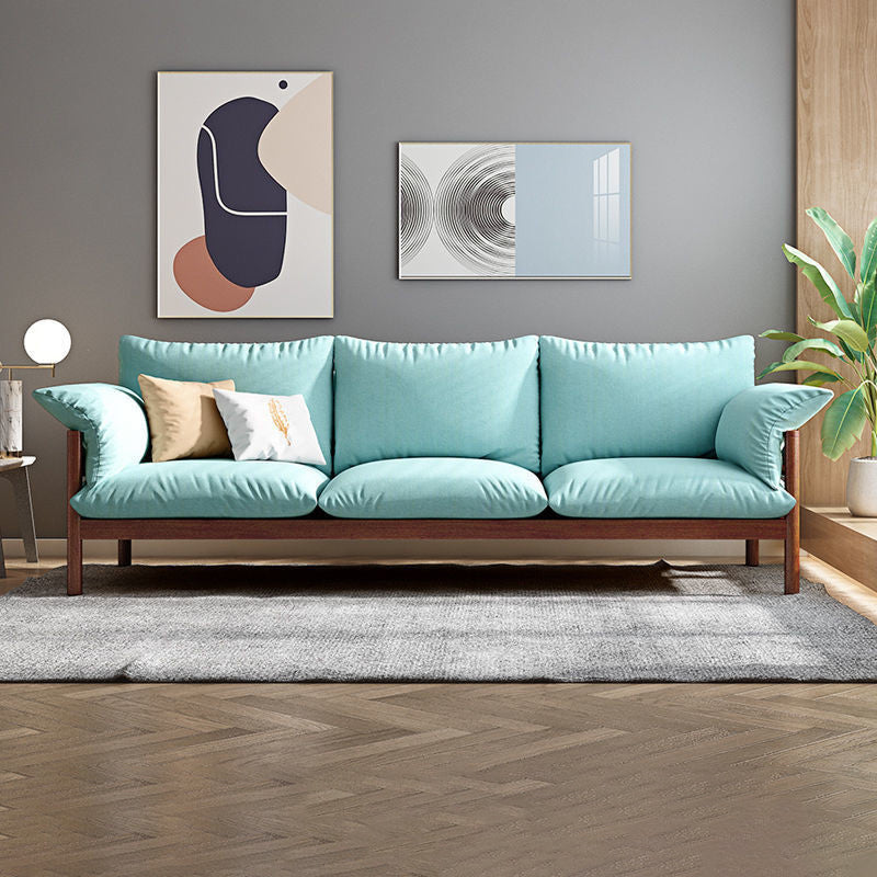 Wool 3-seater Sofa with Pillow Back Cushions and Pillow Top Arm