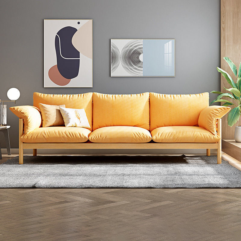 Wool 3-seater Sofa with Pillow Back Cushions and Pillow Top Arm