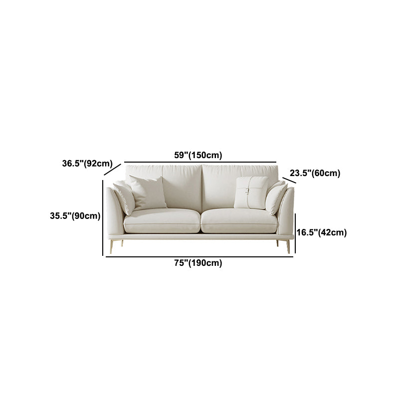 Faux Leather Sofa 36.22" D x 35.43" H Flared Arm Sofa for Living Room