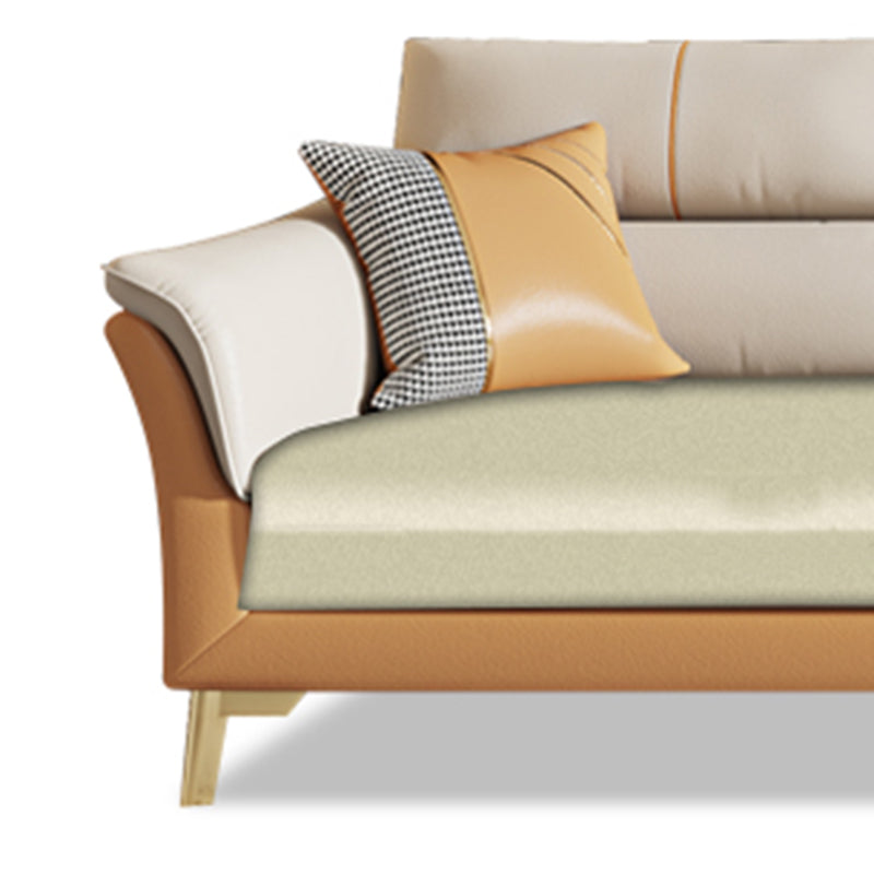 Faux Leather Stain Resistant Watertight Flared Arm Modern Sofa Couch