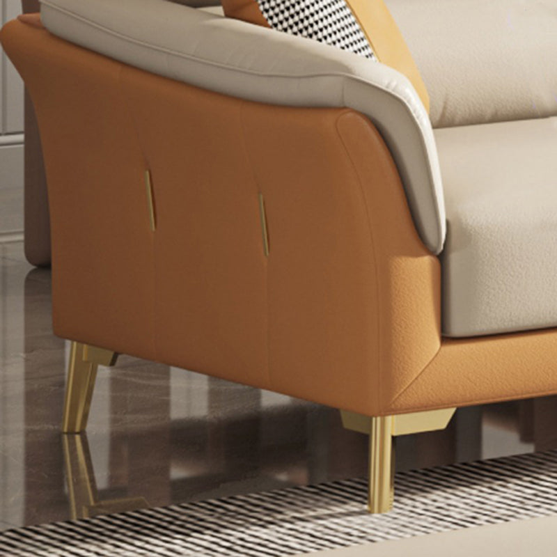 Faux Leather Stain Resistant Watertight Flared Arm Modern Sofa Couch