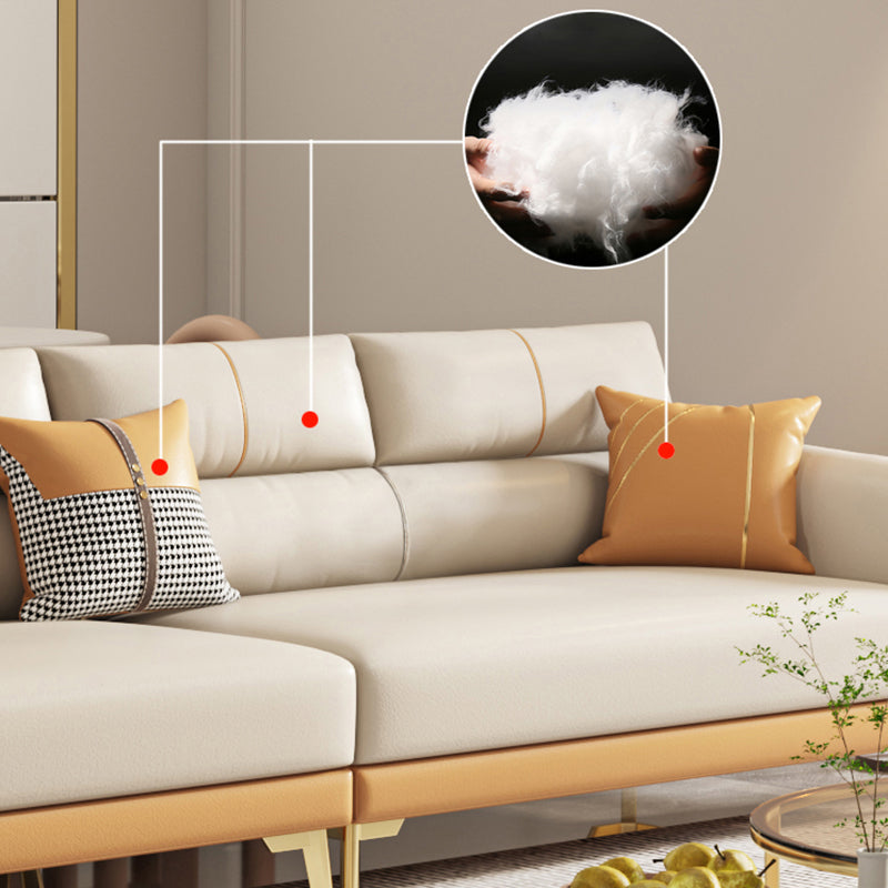 Faux Leather Stain Resistant Watertight Flared Arm Modern Sofa Couch