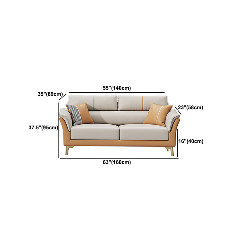 Faux Leather Stain Resistant Watertight Flared Arm Modern Sofa Couch