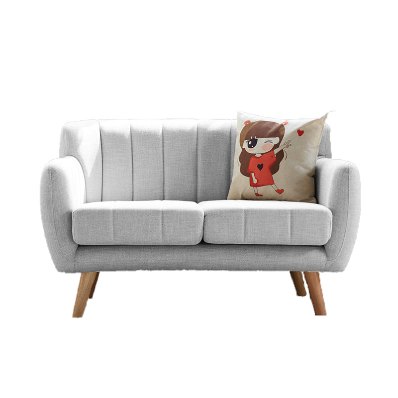 Linen Contemporary Standard Flared Arm Sofa for Living Room, Apartment