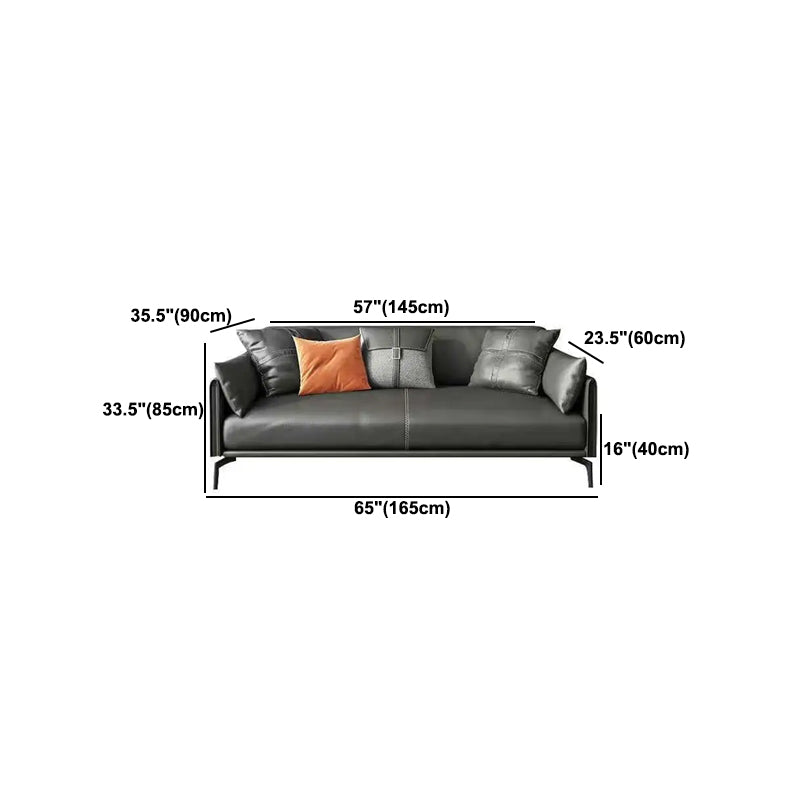 Faux /Genuine Leather Stain Resistant Contemporary Sofa Couch in Black